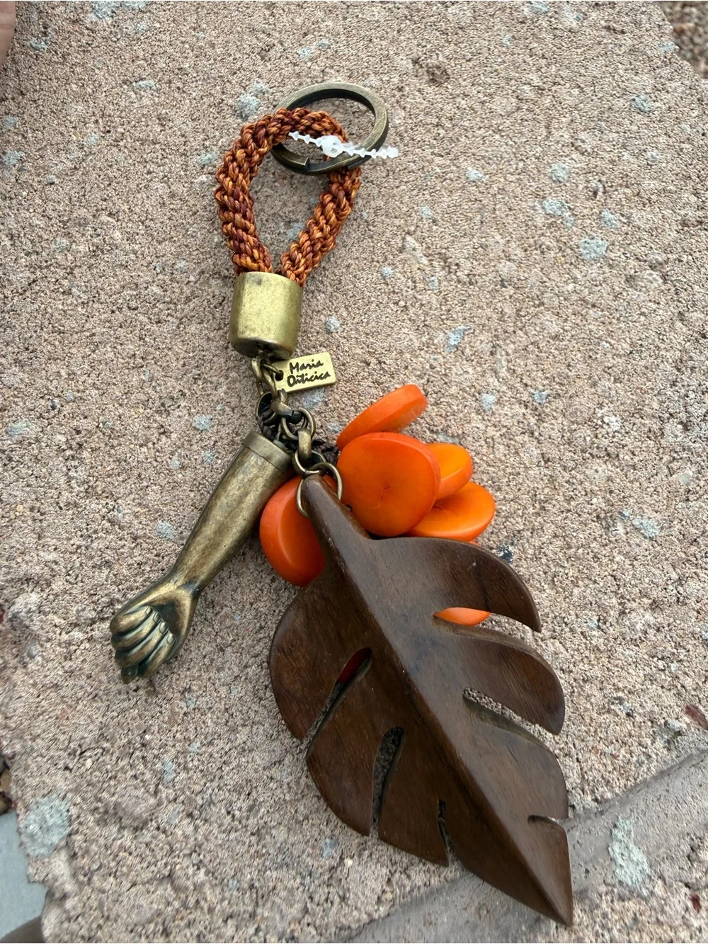 Maria Oiticica Figa Hand & Tagua Nut Leaf Bag Charm Keychain